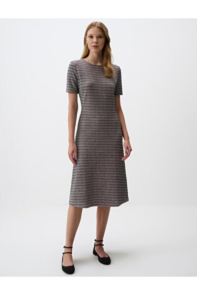 Jimmy Key Rochie midi cu mâneci scurte cu decolteu rotund mixt