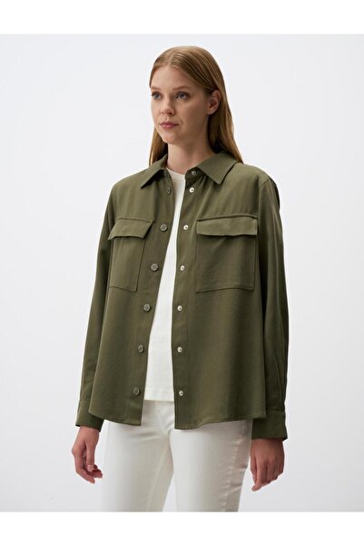 Jimmy Key Jachetă de cămașă cu buzunar kaki cu croială dreaptă