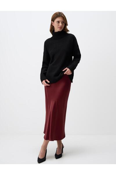 Jimmy Key Burgundy Regular Waist Slim Fit Long Skirt