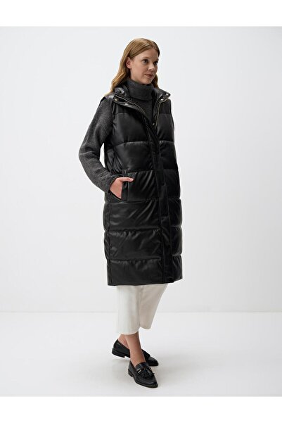 Jimmy Key Чорний довгий шкіряний жилет на блискавці