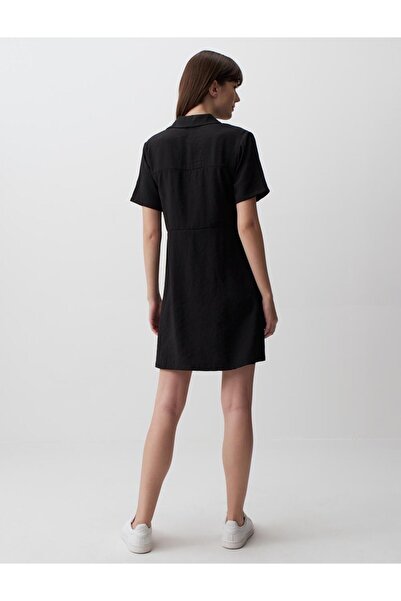 Jimmy Key Čierne mini šaty polo s krátkym rukávom