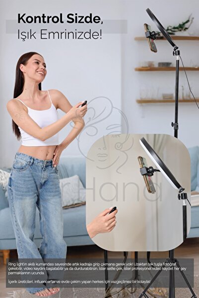Genel Markalar Joytech Youtuber Led Tripod Işıklı Telefon Tutucu Makyaj Işığı Ring Light 10 Inç 2.1 M Tripd
