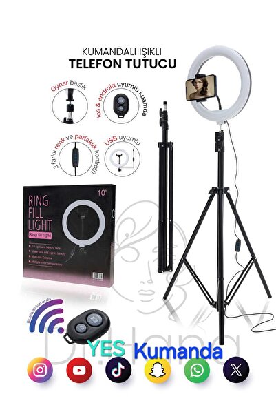 Genel Markalar Joytech Youtuber Led Tripod Işıklı Telefon Tutucu Makyaj Işığı Ring Light 10 Inç 2.1 M Tripd
