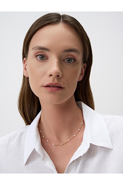 Jimmy Key قلادة من الحجر الأبيض الناعم مع قلادة قابلة للتعديل