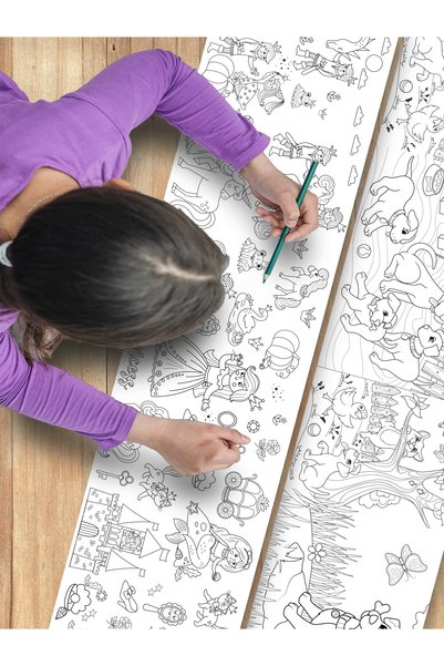 esatoys 3.75 Metre Boyama Kağıdı | Evde Sanat Zamanı - Çocuklara Özel Rulo Set