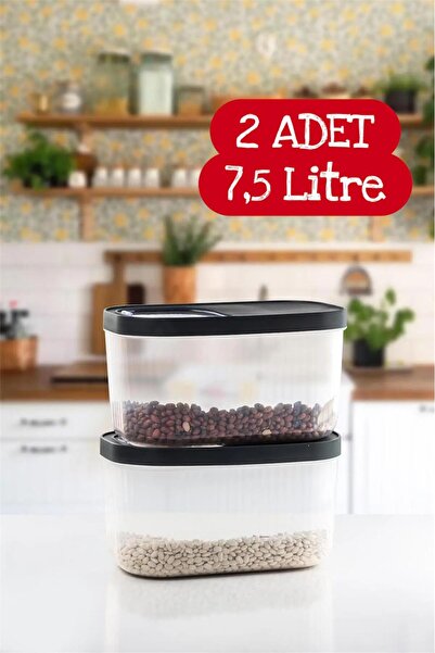 Bayev مجموعة تخزين أقراص المنظفات والبقوليات سعة 7.5 لتر - حاوية تخزين 2 مع غطاء منزلق