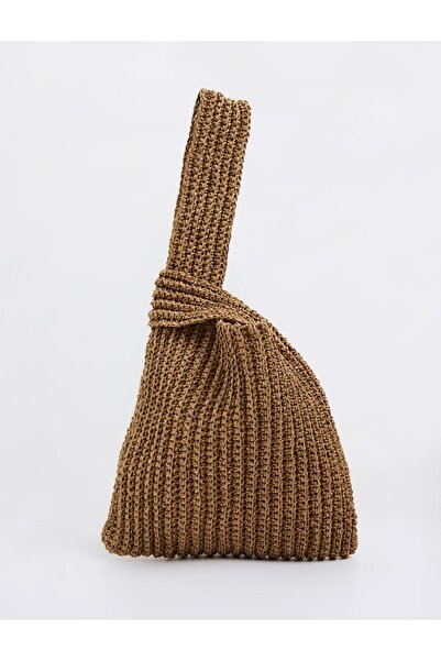 Koyu Bej Hasır El Çantası