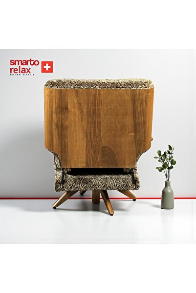 Smarto relax Genova Nova TV Koltuğu Berjer + Puf – Döner Mekanizmalı, Kadife/Şönil (Siyah/Altın) Şık