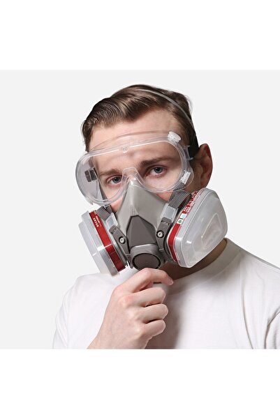 hi8us Gaz Maskesi Gözlüklü Yarım Yüz Parçası Seti 3M BAYONET GİRİŞL UYUMLU