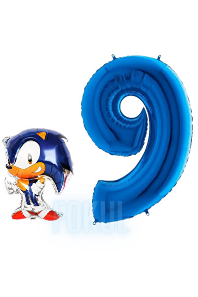 FOKUL Sonic Boom 9 Yaş Balon Seti Doğum Günü Hava ve Helyum Uyumlu 100 cm Yaş...