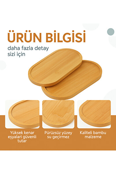 BEYZANA 1 Adet Bambu Oval Sunum Ve Servis Tepsisi - Ahşap Tepsi - Yağdanlık Altlığı.