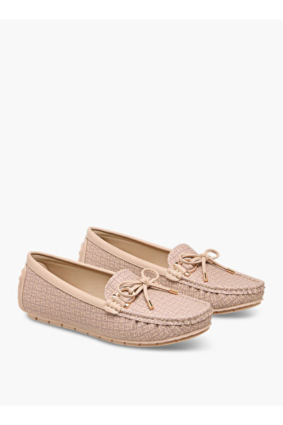 Flora Bella by Shoexpress Monogram Print Loafers with Bow Accent