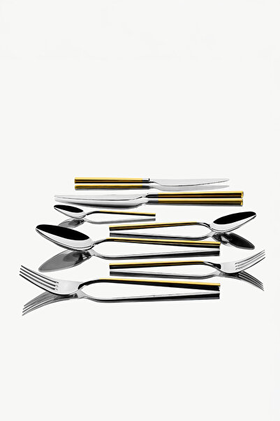 Nehir Gloria Gold - 84 Pieces Boxed Fork Spoon Knife Set for 12 People