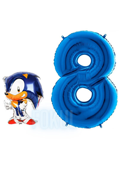 FOKUL Sonic Boom 8 Yaş Balon Seti Doğum Günü Hava ve Helyum Uyumlu 100 cm Yaş...