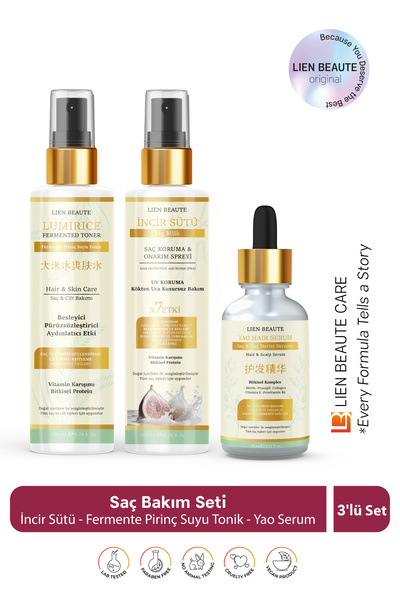 Lien Beaute İncir Sütü Sprey, Fermente Pirinç Suyu Tonik, Yao Saç ve Saç Deri...