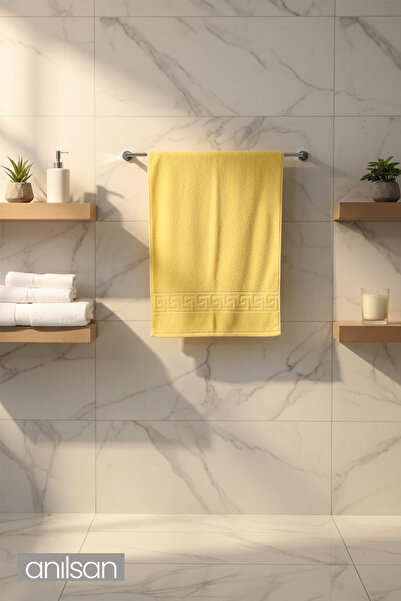 Anılsan 2-х комплект жовтих рушників Greek - 50x90 см, 225 г, 100% бавовна, рушники для спа-салонів та готелів, для щоденного використання