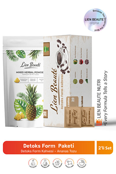 Lien Beaute Detoks Form Kahvesi & Ananas Tozu Diyet Destekleyici 2'li Ekonomik Paket