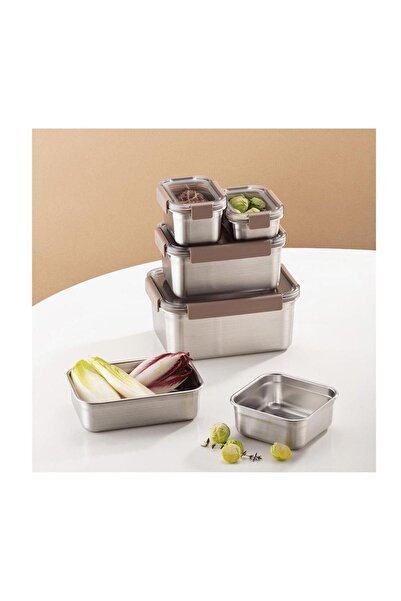 Lock & Lock LocknLock Stainless Steel Oven & Storage Container Quadrilateral Locked 310 ml - Brown