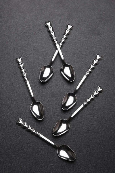 Doğuş Mutfak 6 Lux Steel Heart Teaspoons