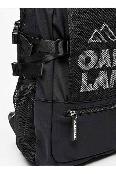 Oaklan by Shoexpress Logo Print Backpack with Adjustable Straps - 42x30x16 cm