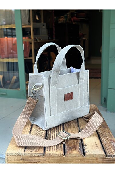 Atelier Lapina Ekru & Fuşya Çiçekler Mini Mumlu Kanvas Çanta