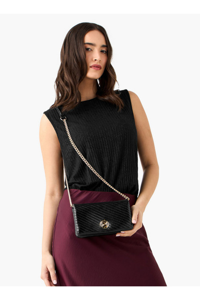 Paprika Quilted Crossbody Bag with Chain Strap