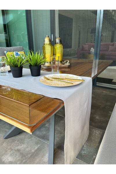 Tropikhome Gri Runner Su Geçirmez Runner Amerikan Servis Runner Pamuklu Düz R...