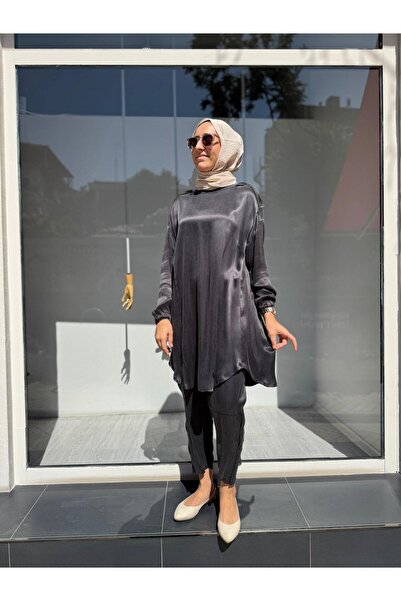 MissWhence Shoulder Stitched Women's Cupro Suit Anthracite