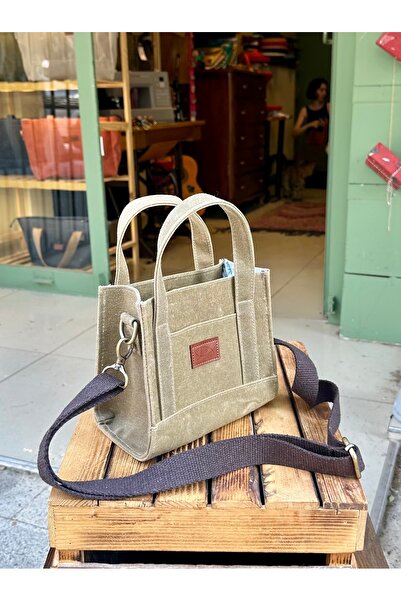 Atelier Lapina Karamel & Mint Papatya Mini Mumlu Kanvas Çanta