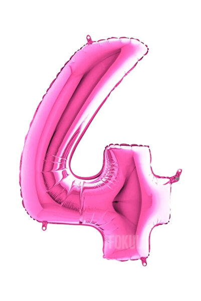FOKUL Folyo Balon Pembe Renk 100 Cm 40 Inç 4 Yaş Büyük Rakam Folyo Yaş Balonu...