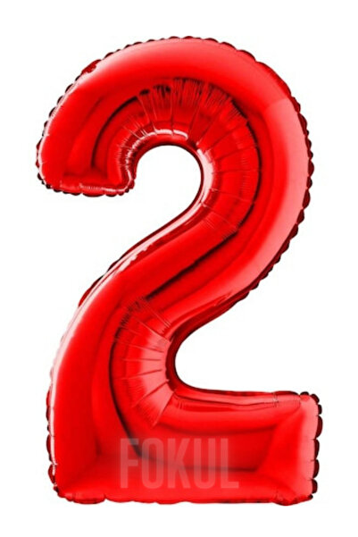 FOKUL Folyo Balon Kırmızı Renk 100 Cm 40 Inç 2 Yaş Büyük Rakam Folyo Yaş Balonu Hava Ve Helyum Uyumlu