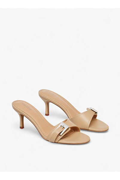 Celeste Women's Buckle Embellished Slip-On Sandals with Stiletto Heels