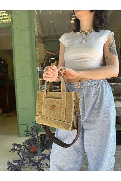 Atelier Lapina Karamel / Elmalar / Orta Boy Mumlu Kanvas Çanta