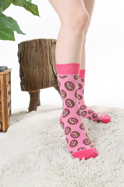 Socks Tunnel Donut Patterned Colorful Pink Socks