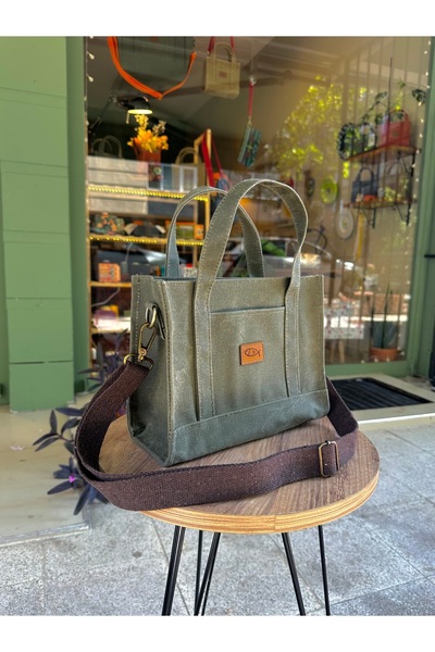 Atelier Lapina Haki / Avokado / Orta Boy Mumlu Kanvas Çanta