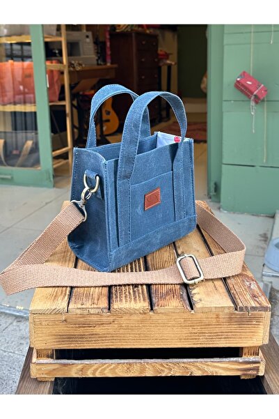 Atelier Lapina Lacivert & Kiraz Mini Mumlu Kanvas Çanta