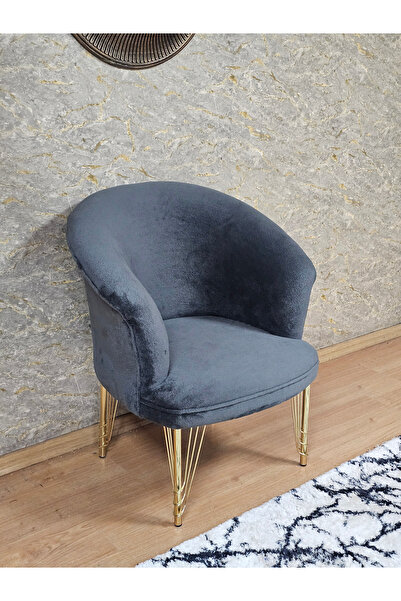 ZAFİR Tekli TEDDY Gold Kaplama Telli Ayak Çay Seti Koltuk Tekli Berjer , Balk...