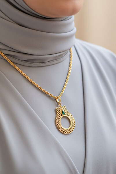 TwinsCollection Çeyrekli Altın Uyumlu Çelik Kolye - Kararma Yapmaz - Altın Ta...