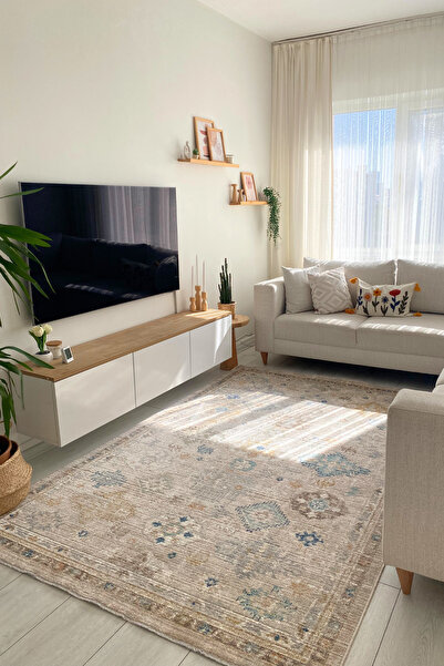 Cool Halı Covor etnic modern Zaraf, bej, crem – covor subțire, boem, țesut, de vară, pentru sufragerie și hol