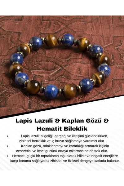 Saff Doğal Taş سوار من اللازورد الطبيعي ومعين النمر والهيماتيت مع شهادة - الح...