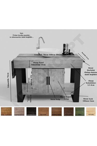 NT Concept Ntconcept Miha Masif Ağaç Banyo Dolabı - 110cm