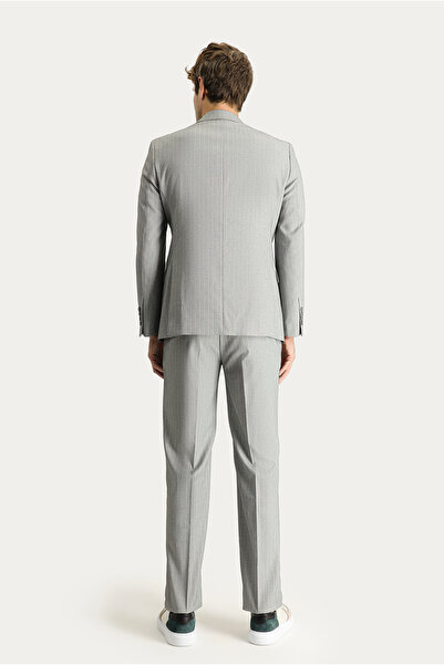 Kiğılı Slim Fit Dar Kesim Kruvaze Çizgili Takım Elbise