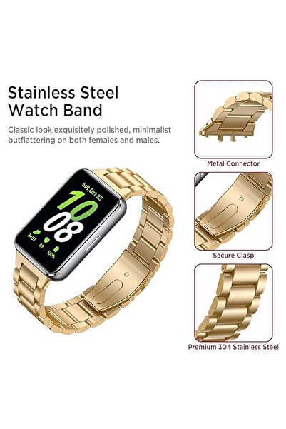 Nezih Case Samsung Galaxy Fit 3 Uyumlu 18mm Metal Baklalı  Pim Tasarım Paslanmaz Çelik Kordon