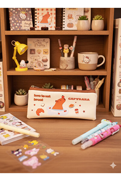 Sabrina Koza Capybara Capibara Capibara Cute Animal Sweet Synthetic Leather Makeup Bag Pen Holder Pencil Case
