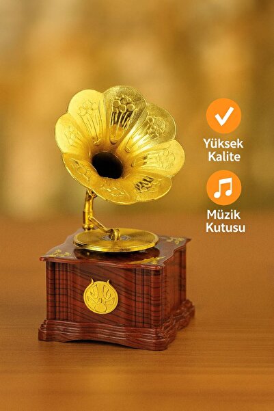 Chavin Dekoratif Nostaljik Dönen Plaklı Gramafon Müzik Kutusu Hd132