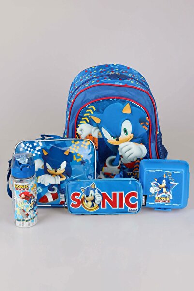 Sonic YENİ SEZON LİSANSLI SONIC OKUL ÇANTASI, BESLENME ÇANTASI VE KALEM ÇANTASI KIRTASİYE SETİ