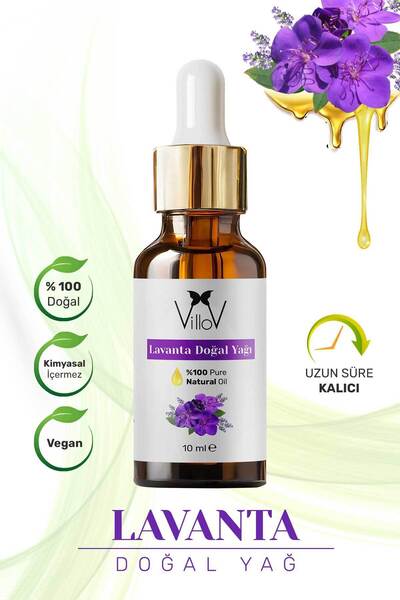 Villov Lavanta Uçucu Yağı Soğuk Sıkım %100 Saf ve Doğal Bitkisel Lavender Ess...