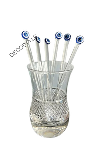 DECOSTYLE Evil Eye Beaded Glass Teaspoon Set of 6