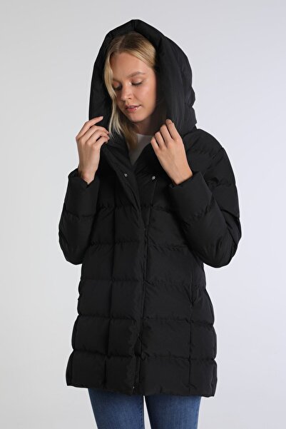 PIQUE Kadın Mont Kapüşonlu Geniş Yakalı Likralı Eseneyebilen Kadın Mont Ihlamur