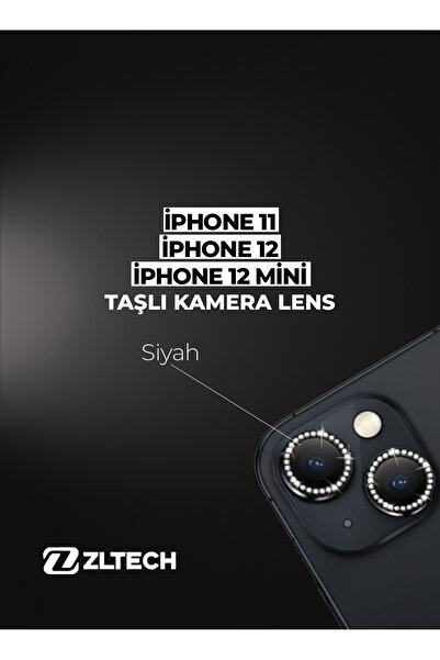 ZLTECH iPhone 11/12/12Mini Uyumlu Taşlı Kamera Lens Koruyucu